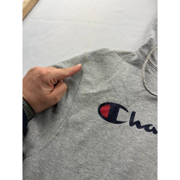 Champion Hoodie Mens Small Gray Lightweight Normcore Casual Pullover Sweatshirt - Picture 2 of 7